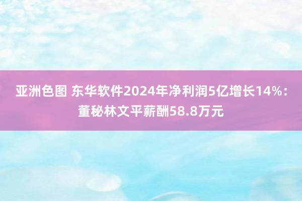亚洲色图 东华软件2024年净利润5亿增长14%：董秘林文平薪酬58.8万元