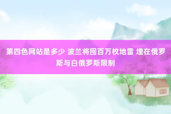 第四色网站是多少 波兰将囤百万枚地雷 埋在俄罗斯与白俄罗斯限制