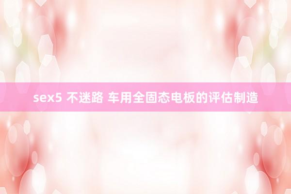 sex5 不迷路 车用全固态电板的评估制造