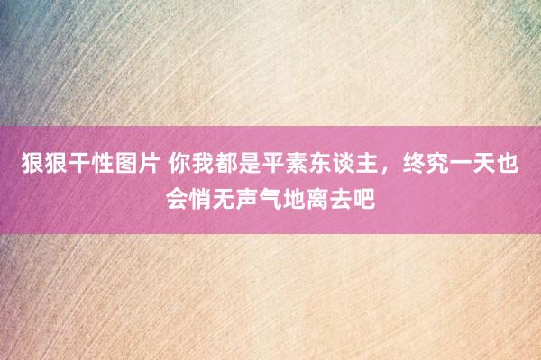 狠狠干性图片 你我都是平素东谈主，终究一天也会悄无声气地离去吧