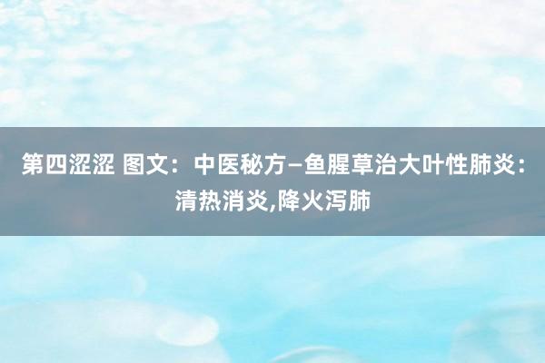 第四涩涩 图文：中医秘方—鱼腥草治大叶性肺炎：清热消炎,降火泻肺