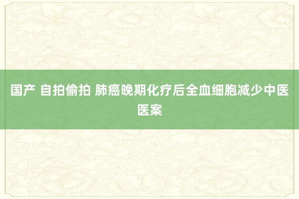 国产 自拍偷拍 肺癌晚期化疗后全血细胞减少中医医案