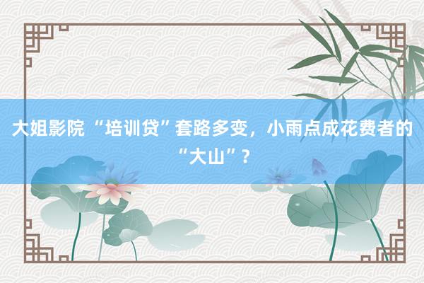 大姐影院 “培训贷”套路多变，小雨点成花费者的“大山”？