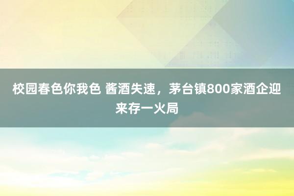 校园春色你我色 酱酒失速，茅台镇800家酒企迎来存一火局